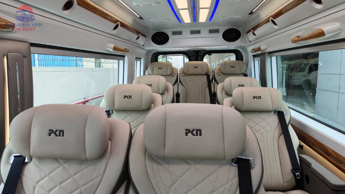 Force Urbania Premium Captain Seats Interior Luxury Force Urbania 13 seater van interior with reclining captain seats, LED lighting and spacious passenger cabin