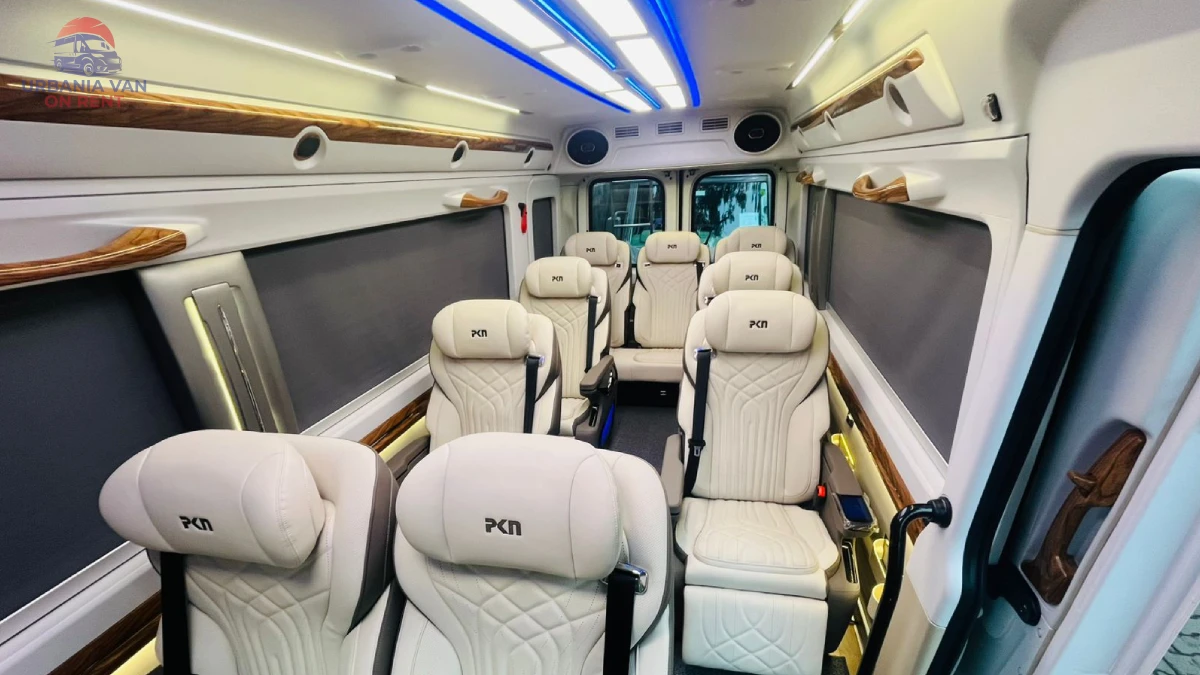 Premium Force Urbania Van Interior View Spacious Force Urbania van interior with luxury captain seats, LED ceiling lights and premium travel environment